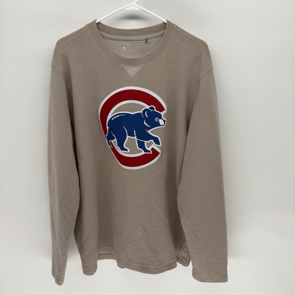 Antigua‎ Chicago Cubs Beige Embroidered Logo Patch Crewneck Sweater MLB Men XL